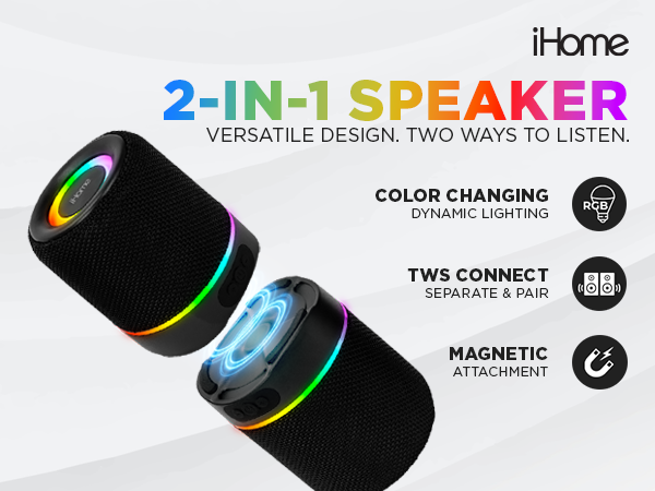 2-in-1 Speaker: One seamless design, two ways to listen.