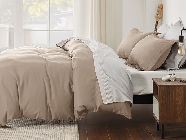 Bedsure Duvet Cover Soft Double Brushed Bedding Set for Kids Adults Zipper Closure NO Comforter