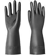 ROYAKI Chemical Resistant Latex Gloves,Cleaning Protective Safety Work Heavy Duty Rubber Gloves, ...