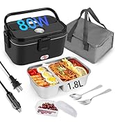 IXIIE Electric Lunch Box 80W for Adults, 1.8L Lunch Warmer with 2 Compartments for Truck/Car/Work...