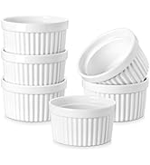 MALACASA Ramekins 8 oz Oven Safe, Porcelain Creme Brulee Ramekins Pudding Custard Cups Ceramic So...