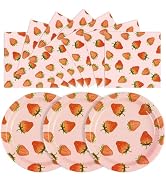 40PCS Strawberry Birthday Paper Plates and Napkins Party Supplies, Disposable Summer Fruit Party ...