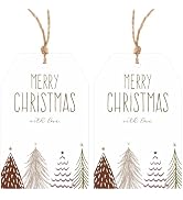 Christmas Gift Tags Merry Christmas Gift Tags with String 50 PCS Xmas Tree Design Gift Tags Holid...