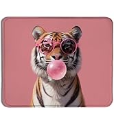 XUNLURY Funny Tiger Animals Mouse Pad, Pink Bubble Gum Tiger Mouse Pads for Wireless Mouse Comput...