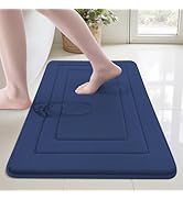 Cupic Cupid Super Soft Memory Foam Bath Mats for Bathroom Floor Shower & Tub, Navy Blue Bathroom ...