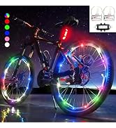 LED Bike Wheel Lights with USB Bicycle Tail Light, Mini Bike Spoke Lights for Wheels, Waterproof,...