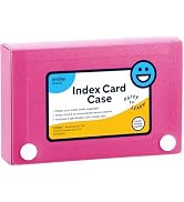 Enday Index Card Holder 3x5, Pink Index Card Case with 5 Tab Dividers, Index Card Organizer, Flas...