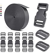 BEYOURD 1 inch Buckles and Strap Set: 10 Yards Polyester Webbing Strapping, 6 Pack Dual Adjustabl...