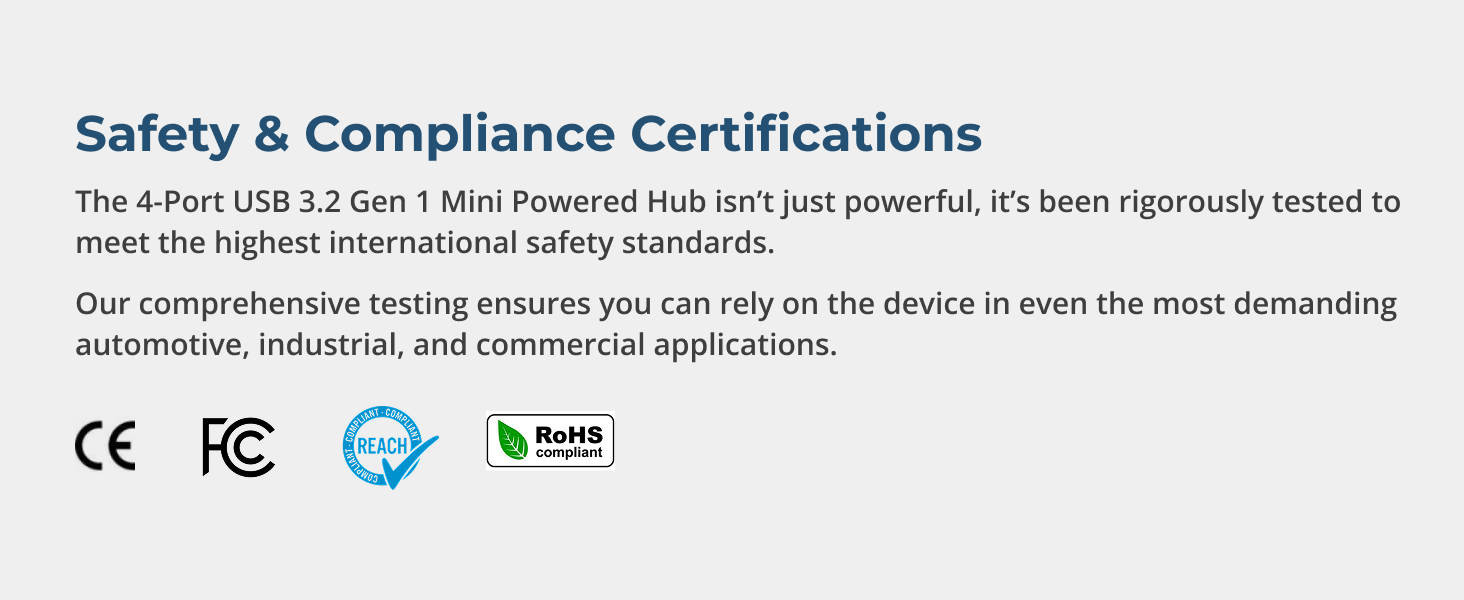 The 4-Port USB 3.2 Mini Powered protection and certified compliance for professional use