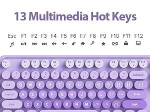 purple keyboard and mouse wireless cute colorful retro typewriter full size keyboard