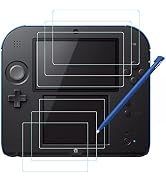 Screen Protector and Stylus Compatible 2DS, AFUNTA 3 Pack (6 Pcs) HD Clear PET Film for Top and B...