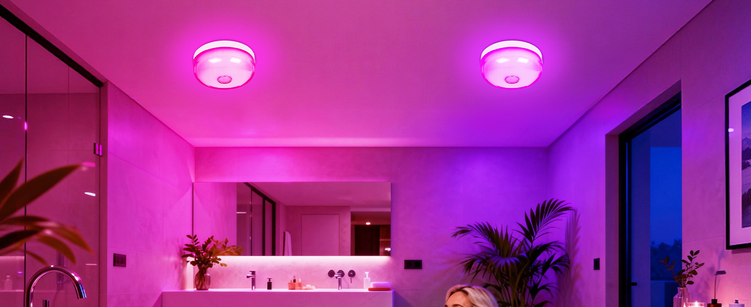 Rechargeable Shower Light for Inside Shower, 15 Color Changing Waterproof Lights for Shower Bathroom
