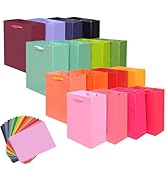 qiqee 16PCS 16 Colors Mini Gift Bags with Tissue Paper Handles 6.3"x4.7"x2.4" Small Size Present ...