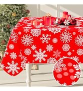 Smiry Christmas Rectangle Table Cloth, Waterproof Vinyl Tablecloth with Flannel Backing, Wipeable...