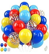 Paready Red Yellow Blue Balloons, 50 Pcs Carnival Circus Party Balloons, 12 Inch Royal Light Blue...