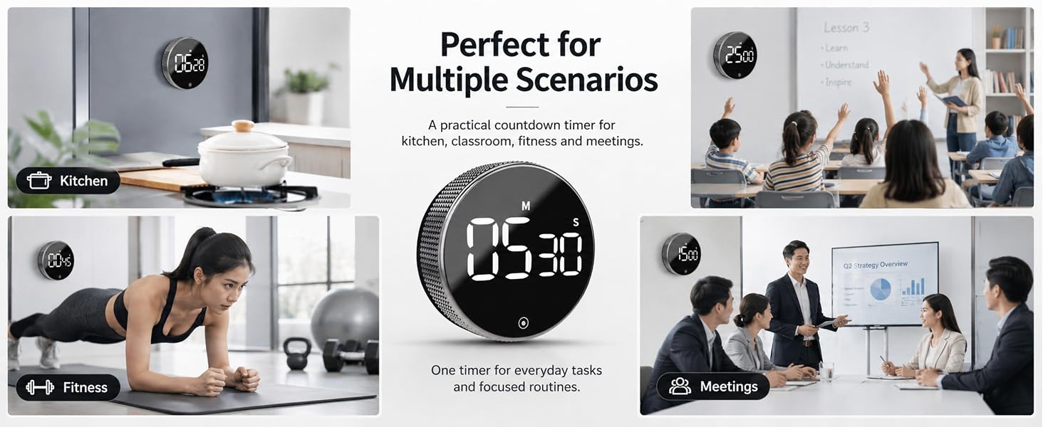 digital kitchen timer, countdown timer, magnetic kitchen timer, digital countdown clock, SPN-RECPP