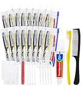 Xuezoioy Personal Hygiene Kit Bulk Pack of 5,Yellow Disposable Toothbrushes with Toothpaste Floss...