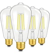 4-Pack Vintage 8W ST64 LED Edison Light Bulbs 100W Equivalent, 1400LM 5000K Daylight White, E26 B...