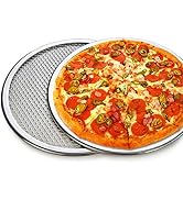 HGLuKGO Pizza Pan of 2 Piece Seamless Rim Aluminium Pizza Mesh Pizza Screen Baking Tray Pizza Mak...