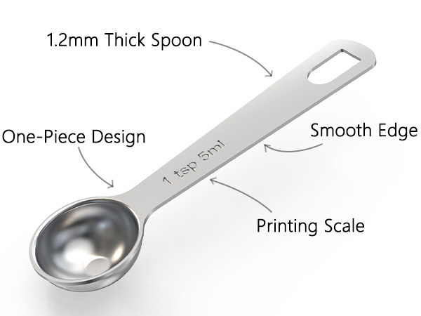 One-Piece Design,1.2mm Thick Spoon,Smooth Edge,Printing Scale