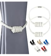 BEL AVENIR Magnetic Jute Curtain Tiebacks, Decorative Drapery Holdbacks Bohemian Style Woven Tie-...
