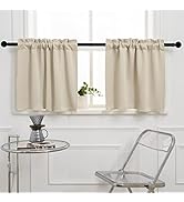 Pickluc Cafe Curtain (Half Window Curtain) 24 Inches Length, Rod Pocket Kitchen Curtain, Short Bl...