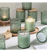 DARJEN 10 Pack Green Candle Jars for Making Candles- 7.5 OZ Empty Glass Candle Making Jars with B...