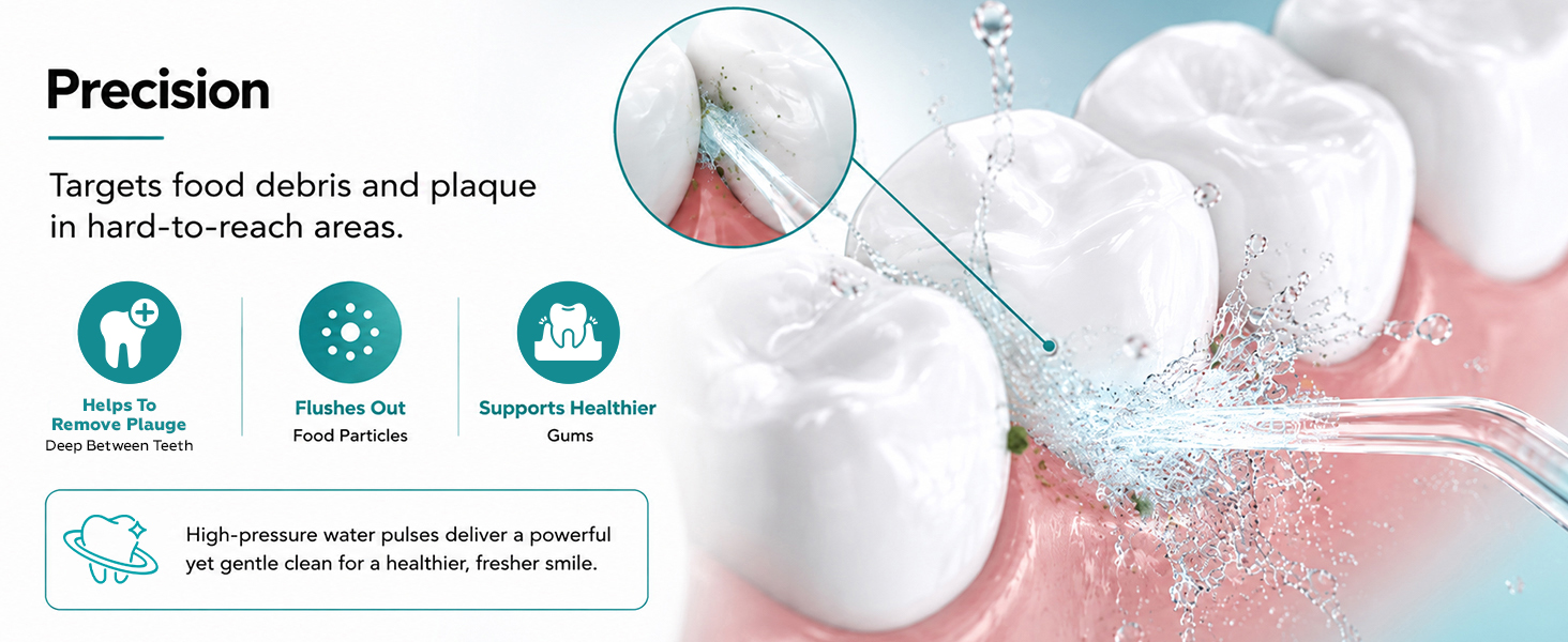 SimpliCare F5039 cordless water flosser with 8 tips for daily oral care