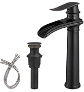 BWE Bathroom Vessel Sink Faucet Waterfall Spout Single Handle One Hole Oil Rubbed Bronze Tall Ves...