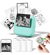 Zodzi Sticker Printer- Mini Thermal Printer with 6 Rolls Self-Adhesive Paper, M02L Inkless Pocket...
