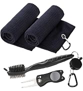 Aulock Golf Towel and Brush Set -16" x24" Microfiber Towels with Clip, Men Cleaning Kit with Golf...