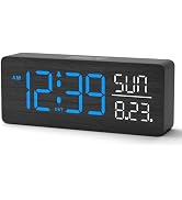 Peakeep Wooden Digital Alarm Clock Large Display, Textured Decoration for Bedroom, Living Room, P...