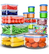 RockBerry 32 Pcs Large Plastic Food storage containers-85 oz to Sauces Box Stackable Kitchen stor...