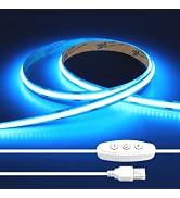 iNextStation 6.6ft 2M Blue COB LED Strip Light, 5V USB 640LEDs COB LED Strip with Dimmer, CRI 93+...