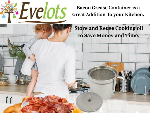 Evelots Bacon Grease Container