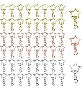 60Pcs Star Shaped Spring Snap Keychain Clip,3 Colors Metal Swivel Clasp Snap Hook Key Ring with C...