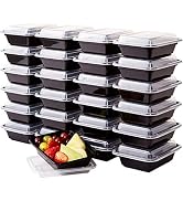 Pro Grade, BPA Free Plastic Containers with Lids, 25ct. 12oz, Leakproof, Microwavable Portion Con...