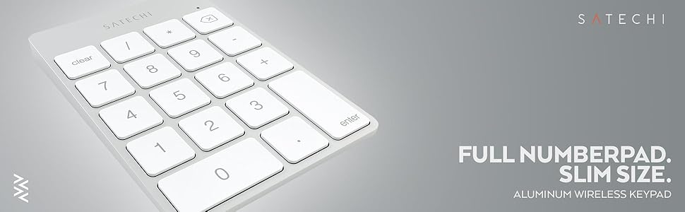 Aluminum Slim Wireless Rechargeable Keypad