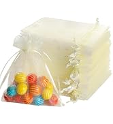 Hopttreely 100PCS Sheer Organza Bags, 4x4.72 Satin Drawstring Organza Jewelry Pouch Wedding Party...