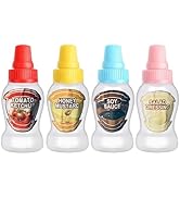 WXOIEOD 4 Pack Mini Ketchup Bottle for Lunch Box Lunches Accessories, Leak-Proof Condiment Squeez...