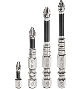 HARFINGTON 4pcs Impact Phillips Screwdriver Bit Set PH2 (#2) Anti Slip Tip 1/4" Hex Shank 1"/2"/2...