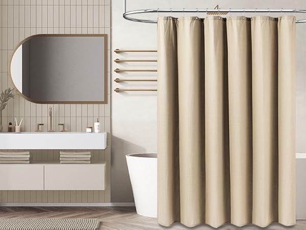 beige shower curtain