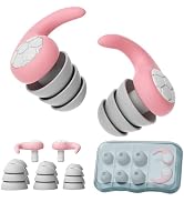 Noise Cancelling Ear Plugs for Sleeping - Pink Comfortable Reusable Silicone Earplugs for Sleep 2...