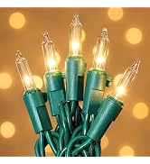 HEYFUNi Clear Christmas Lights, 50Count White Christmas Tree Lights Plug in | 13FT Incandescent B...