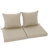 Summsun Outdoor Chair Cushions Set of 2, Waterproof Backrest and Deep Seat Cushion Set for Patio ...
