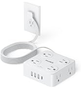 6.5Ft Power Strip with Surge Protector, 8 Outlets 4 USB Ports Extension Cord, Flat Plug Charging ...