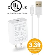 HomeSpot Value Pack 3.3ft (1m) Micro-USB Cord with USB Wall Charger Plug 5V1A USB for Samsung, LG...