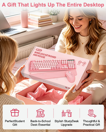 Pink Wireless Keyboard and Mouse Combo