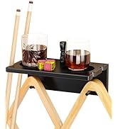 EXTCCT Wall Mounted Cue Holder - Hardwood Billiard Cue Rest and Drink Holder with Chalk Holder 11...