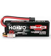 HOOVO 7.4V 80C 5200mAh 2S Lipo Battery with TR Plug Hard Case for RC Car Truck Truggy Buggy Tank ...